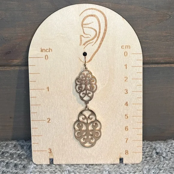 3/$10 Gold Tone Filigree Dangle Earrings - Picture 2 of 3